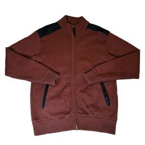 Clearwater‎ Outfitter Mens Carigan Sweater Size M Fleece Lined Maroon Burgundy